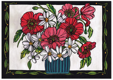 Poppy Vase White - A6 Art Card
