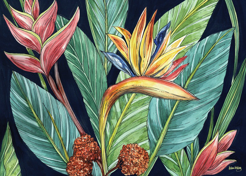 Tropical Midnight Tea Towel