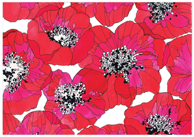 60s Floral Poppy - A6 Art Card