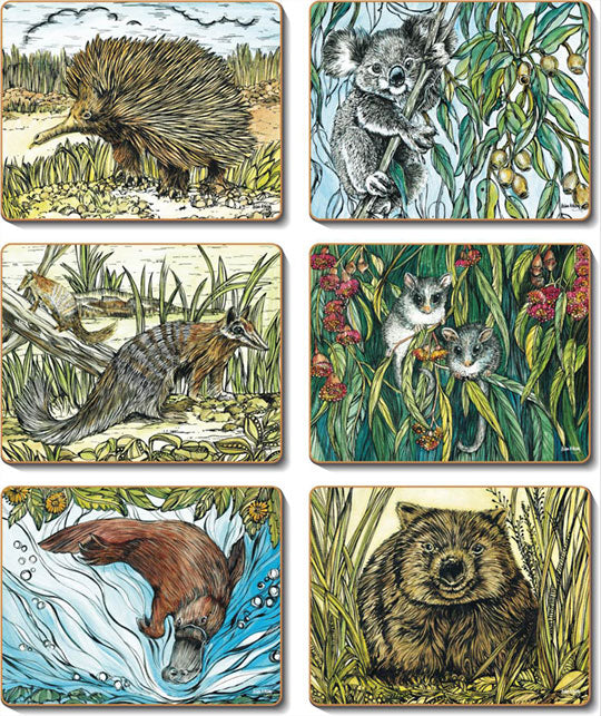 Australian Animal Woodcut Coasters & Placemats