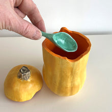 Pumpkin Salt Cellar with Leaf Spoon