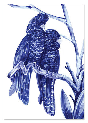 Blue Bird Pair - A6 Art Card