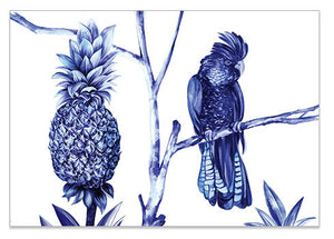 Blue Pineapple Bird - A6 Art Card