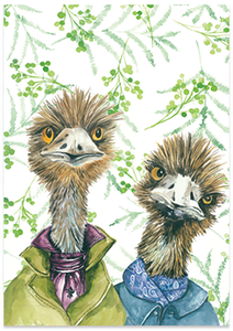 Edgar & Erwin Emu Art Card