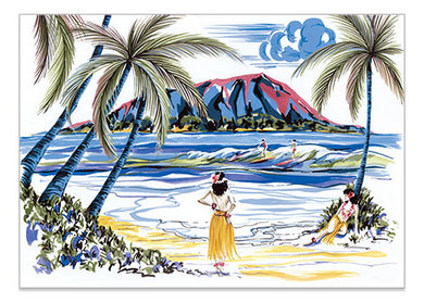 Hawaiian Holiday Surfers - A6 Art Card