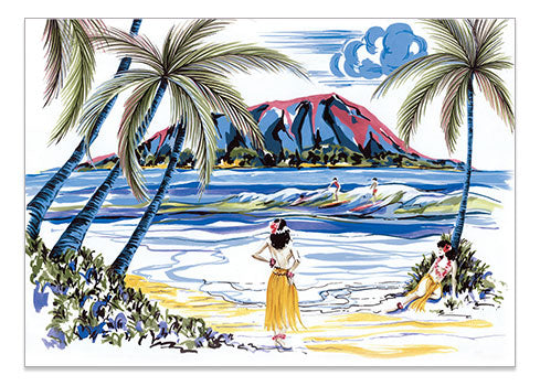 Hawaiian Holiday Surfers - A6 Art Card