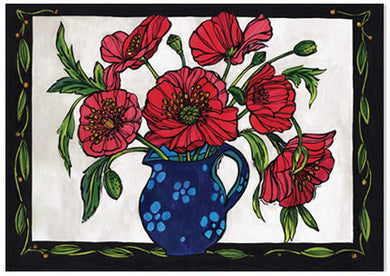 Poppy Vase Blue - A6 Art Card
