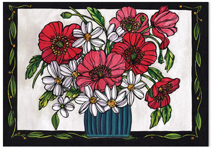 Poppy Vase White - A6 Art Card