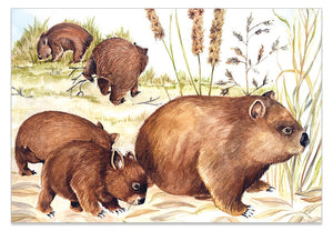 Wombat Family A6 Art Card
