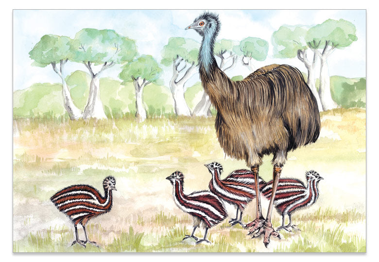Emu Family - A6 Art Card