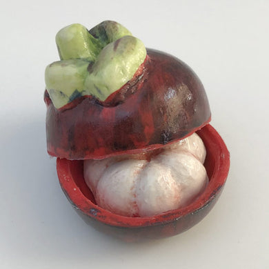 Mangosteen Trinket Box, Tropical Treasure Box, Porcelain Sculpture