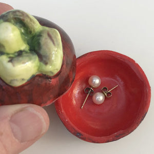Mangosteen Trinket Box, Tropical Treasure Box, Porcelain Sculpture