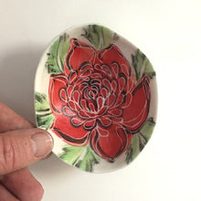 Porcelain Native Floral Bowl Red