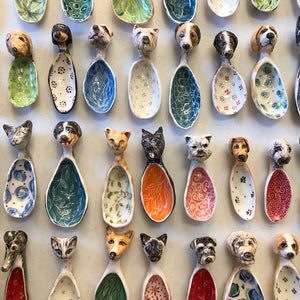 Dog and Cat Ceramic Spoons