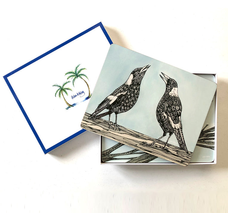 Magpie Song Coasters & Placemats – Helen Ashley Designs