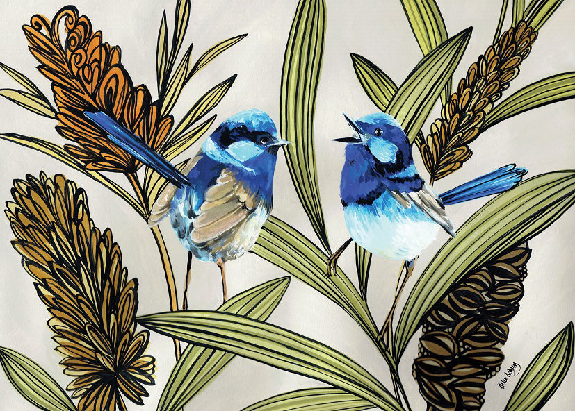 Blue Wren Tea Towel