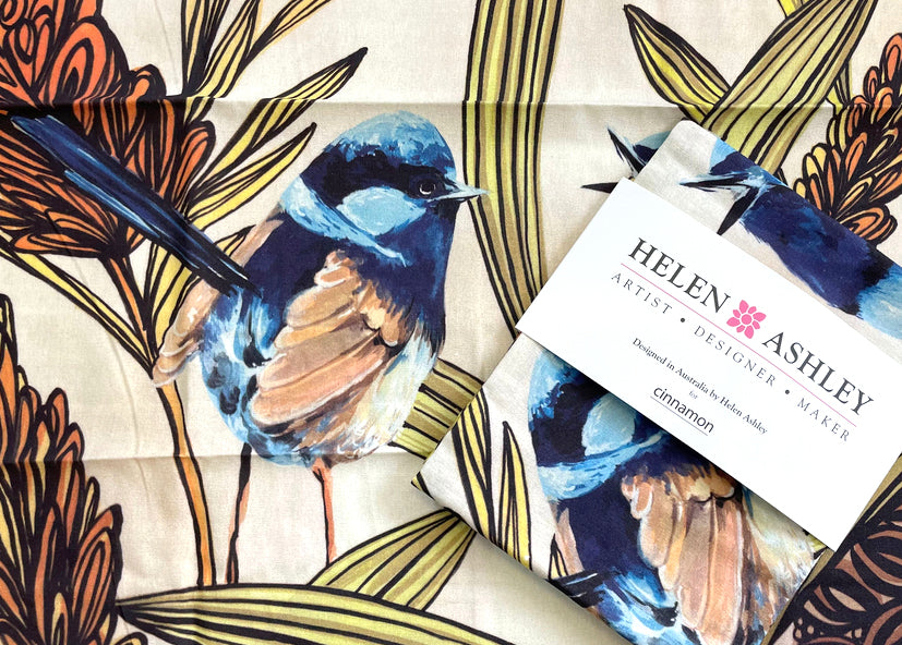 Blue Wren Tea Towel