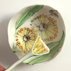 Porcelain Native Floral Bowl Yellow