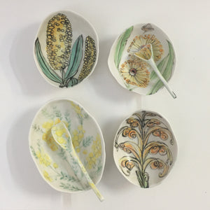 Porcelain Native Floral Bowl Yellow